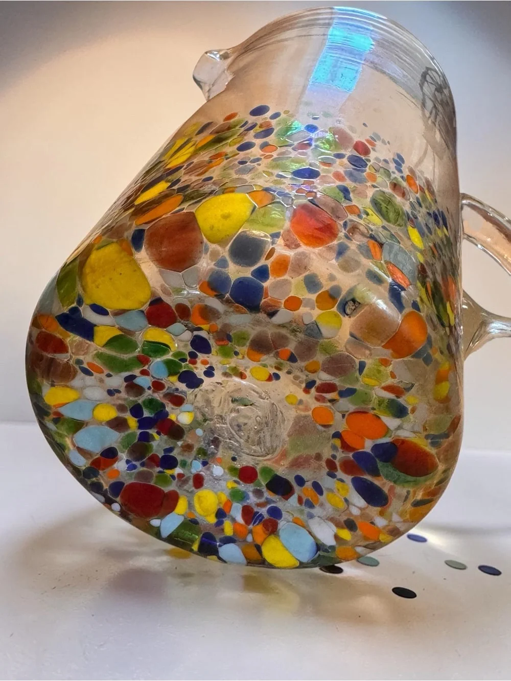 Hand Blown Pitcher & 5 Glasses